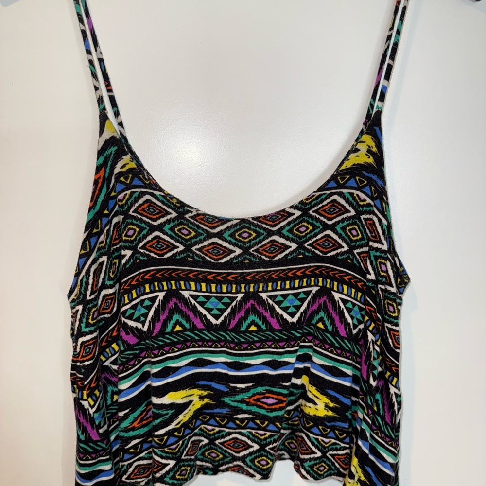 Nollie Black and Yellow Graphic Crop Camisole